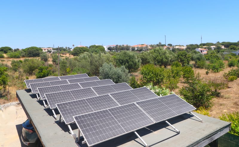 Solar panels on the roof