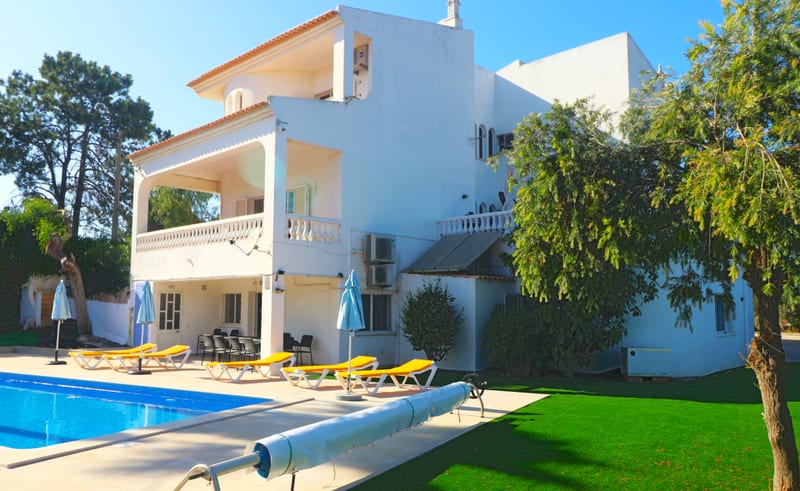 The villa and pool from the garden