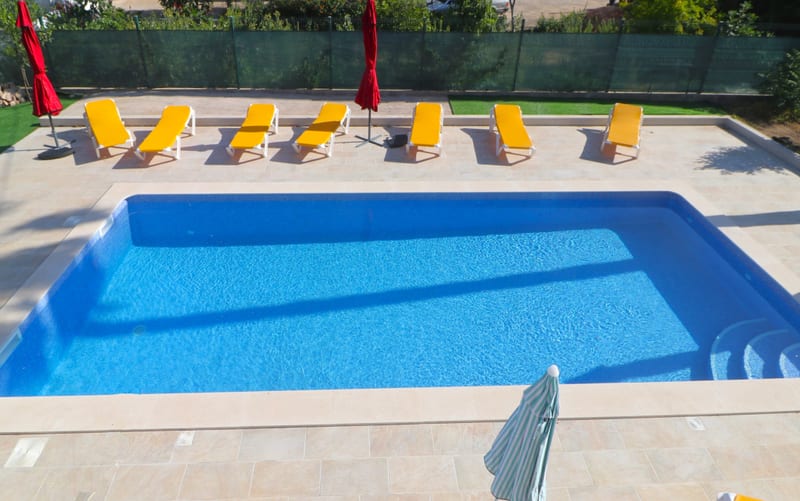 The pool and sun loungers