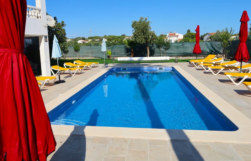The pool with parasols