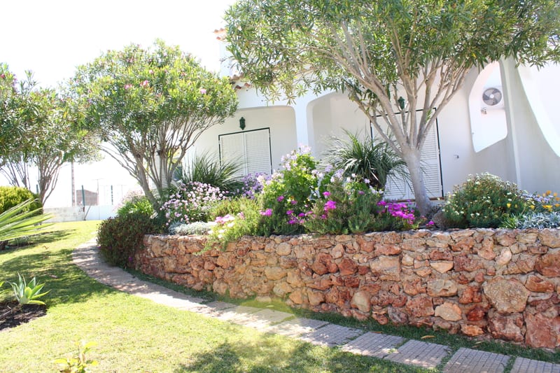 Garden path and flower beds