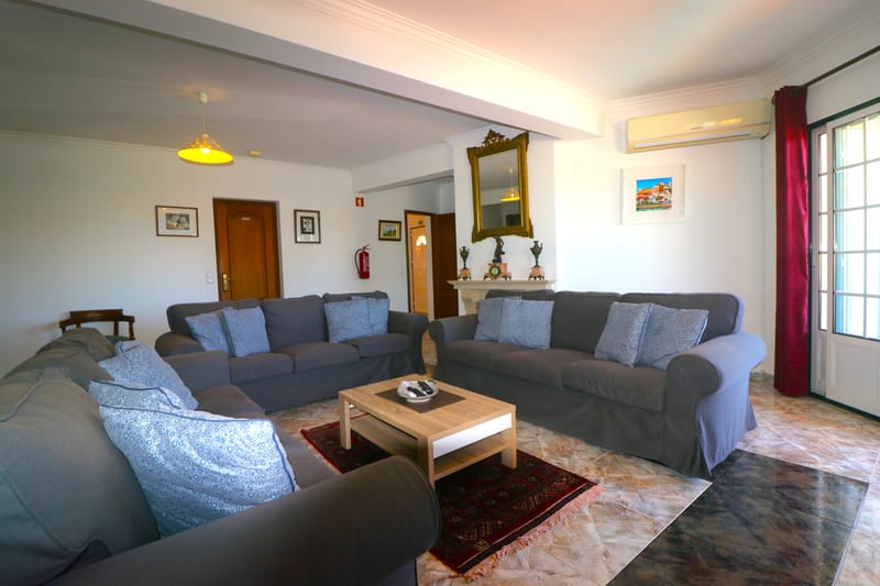 Lounge with grey sofas
