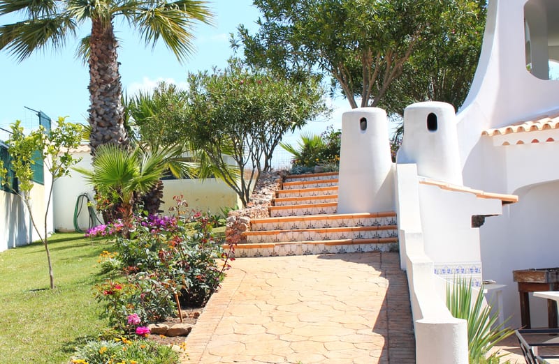Garden steps up to the villa